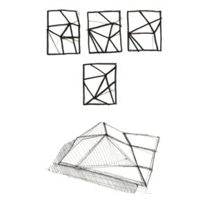 Sketch of Cay Sofa with various geometric variations