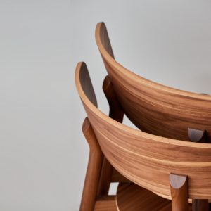 Marlon stackable Wood Chair with wide back in modern dynamic shape made of wood